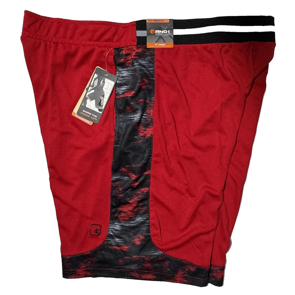 AND1 Varsity Red Basketball Gym Running Shorts Men's Size XXL NWT! NEW!